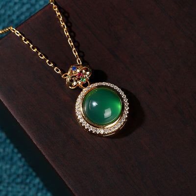 Natural chalcedony agate round necklace