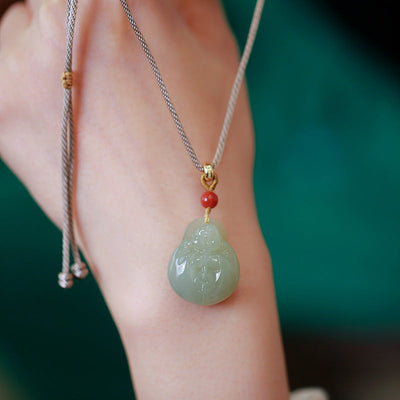 Zen Buddha • Natural Emerald Jade stone necklace