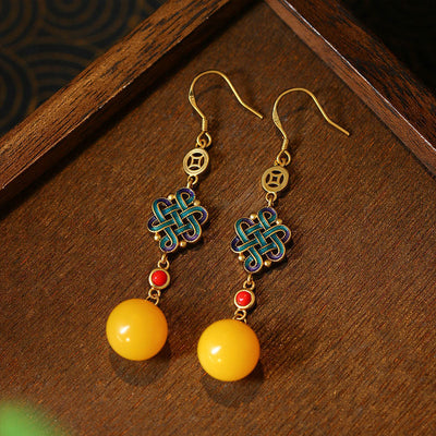 18K Gold Amber Earrings