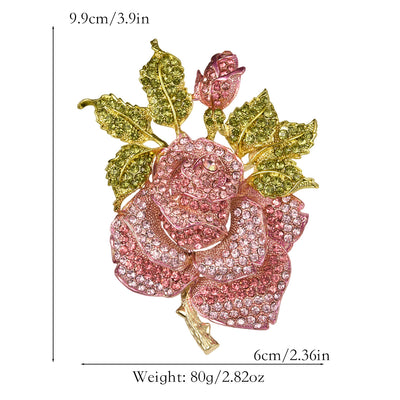 Full diamond rose alloy brooch