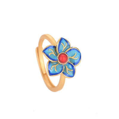 Retro rich flower agate ring