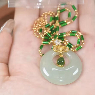 Water drop ring emerald Jade stone pendant necklace