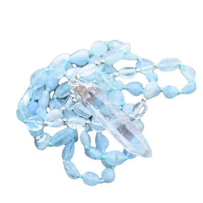 Blue Apatite & Clear Quartz Crystal Necklace