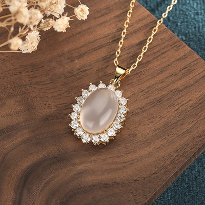 Diamond Emerald Jade stone necklace