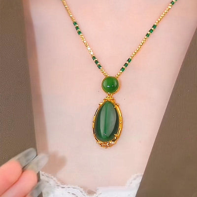Natural Emerald Jade Stone Necklace