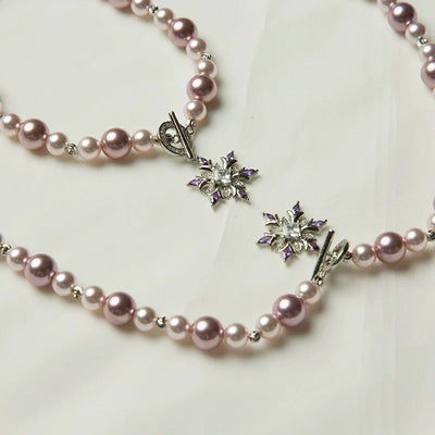 Lilac Pearl & Starburst Crystal Necklace
