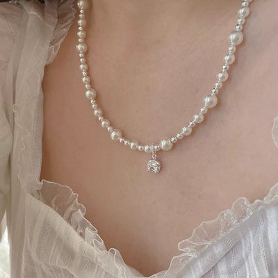 Small sugar cube pearl necklace