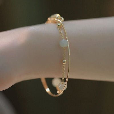 Emerald Jade stone Double Layer Fashion Bracelet