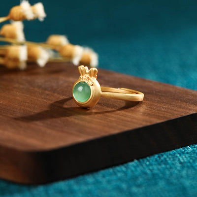 Lucky Bag Emerald Jade Stone Ring