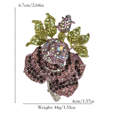 Full diamond rose alloy brooch