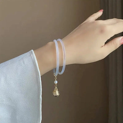 Slim Natural Emerald Jade Stone Bracelet