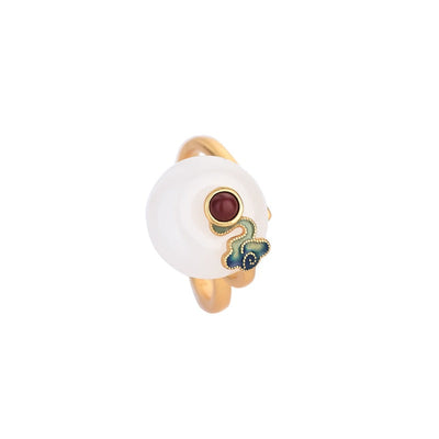 Lucky Clasp Emerald Jade Stone Ring