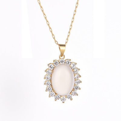 Diamond Emerald Jade stone necklace