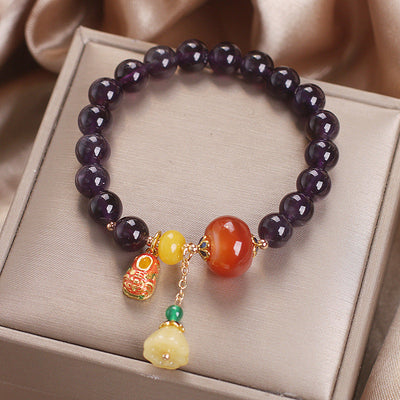 Lucky?Natural Amethyst Lotus Bracelet