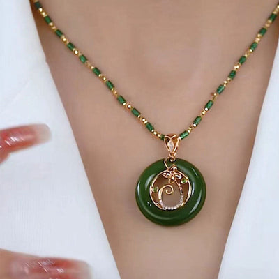 Lucky buckle • Natural Emerald Jade Stone Necklace