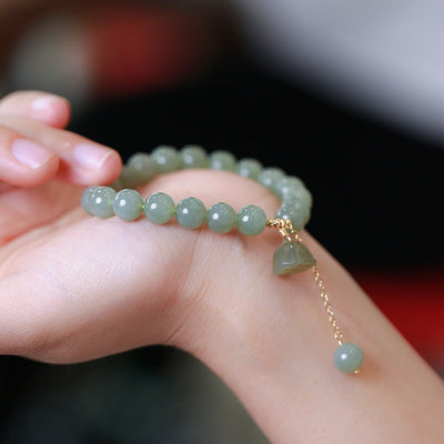 Fortune lotus • Natural Emerald Jade stone Bracelet