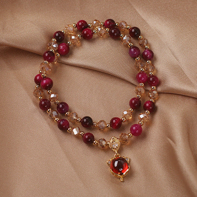 Fortune Red Tiger Eye Stone Crystal Bracelet
