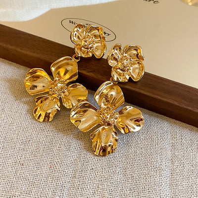 Gold flower earrings