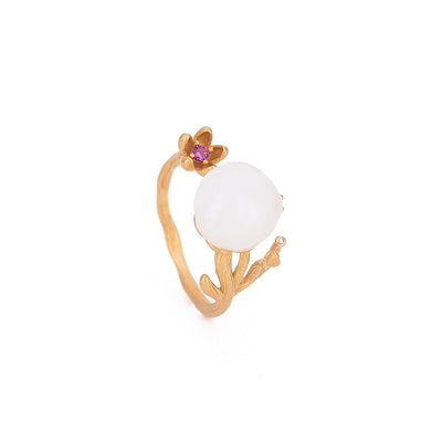 Lotus Emerald Jade Stone Ring