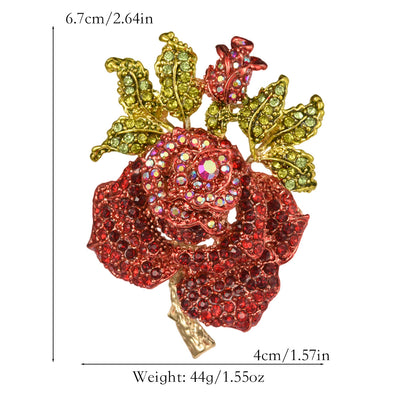 Full diamond rose alloy brooch