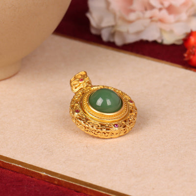 Lucky clouds hollow Emerald Jade Stone Necklace