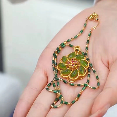 Lucky Windmill • Natural Emerald Jade stone Necklace