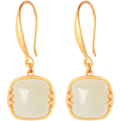 Leaves Emerald Jade Stone Earrings
