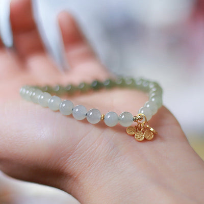 Lucky Card • Natural Emerald Jade Bead Gradient Bracelet