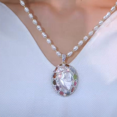 Natural freshwater shaped pearl sweater necklace