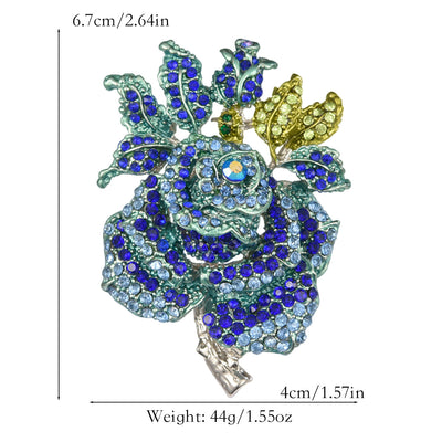 Full diamond rose alloy brooch
