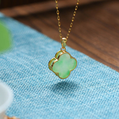 Lucky • four leaf clover Jade stone necklace