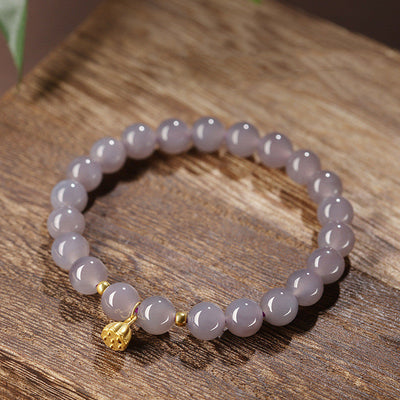 Lotus pod • Natural Violet Emerald Jade Stone Bracelet