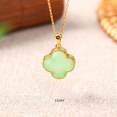 Lucky • four leaf clover Jade stone necklace