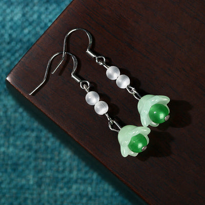 925 Silver Jade Tulip Earrings