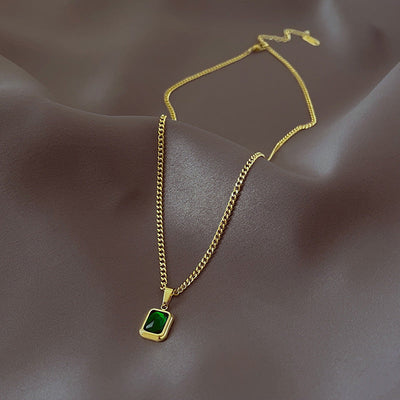 Emerald Jade 18K Gold Necklace