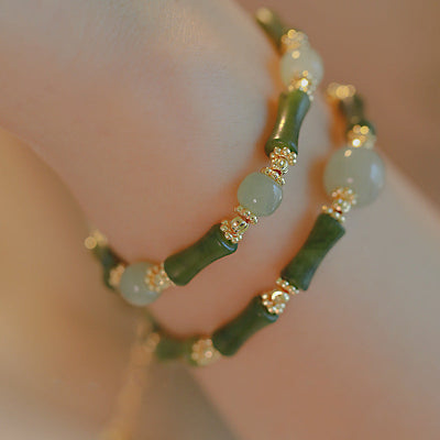 Natural Emerald Jade stone Bamboo Bracelet