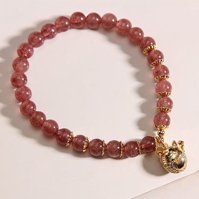 Lucky Cat ? Strawberry Crystal Bracelet