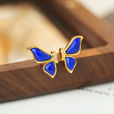 18K gold lapis lazuli earrings