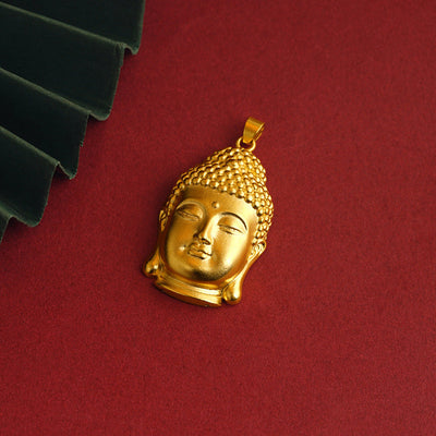 Gold Buddha head pendant necklace
