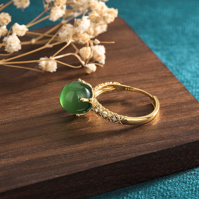 Emerald Jade Stone Happiness Ring