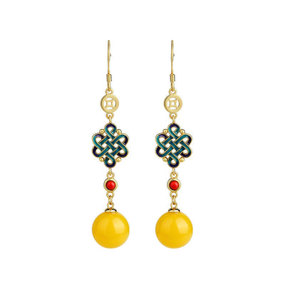 18K Gold Amber Earrings