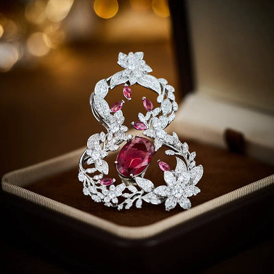 Heavy-duty micro-inlaid zircon gourd brooch