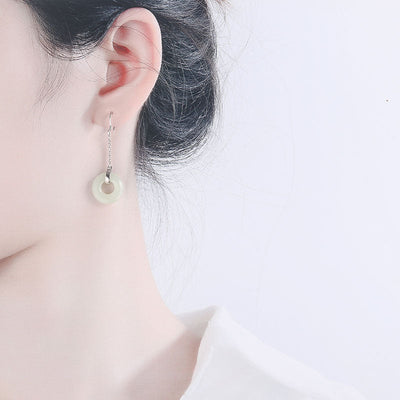 Lucky buckle • Tassel Emerald Jade stone earrings