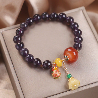 Lucky?Natural Amethyst Lotus Bracelet