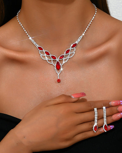 Rhinestone Super Sparkling Water Drop Jewelry Set
