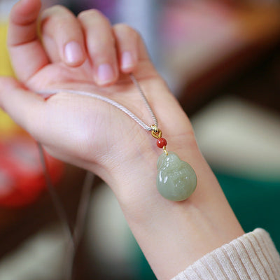 Zen Buddha • Natural Emerald Jade stone necklace