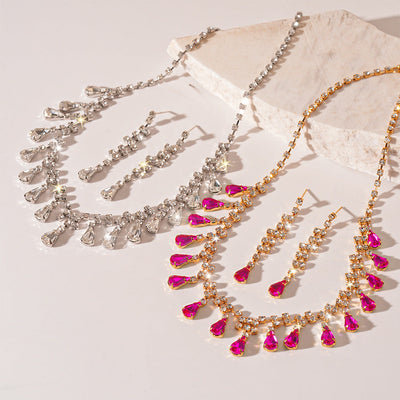 Rhinestone-Red Crystal Duo Necklace