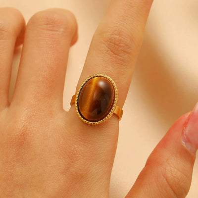 Vintage 18K Gold Tiger Eye Ring