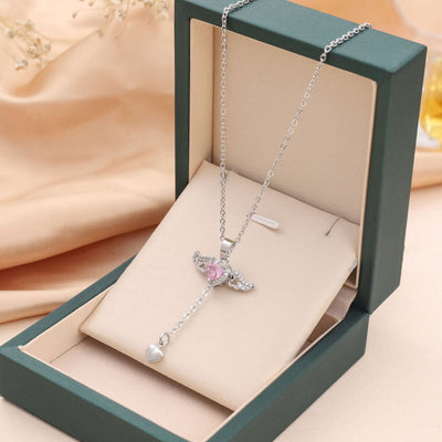 Cupid angel wings love necklace