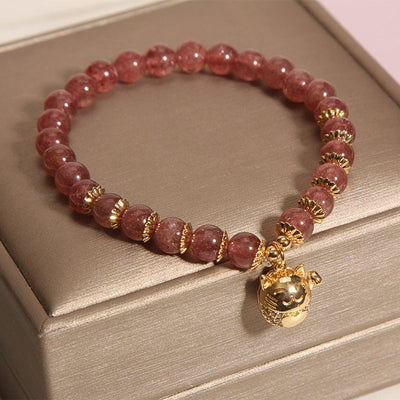 Lucky Cat ? Strawberry Crystal Bracelet